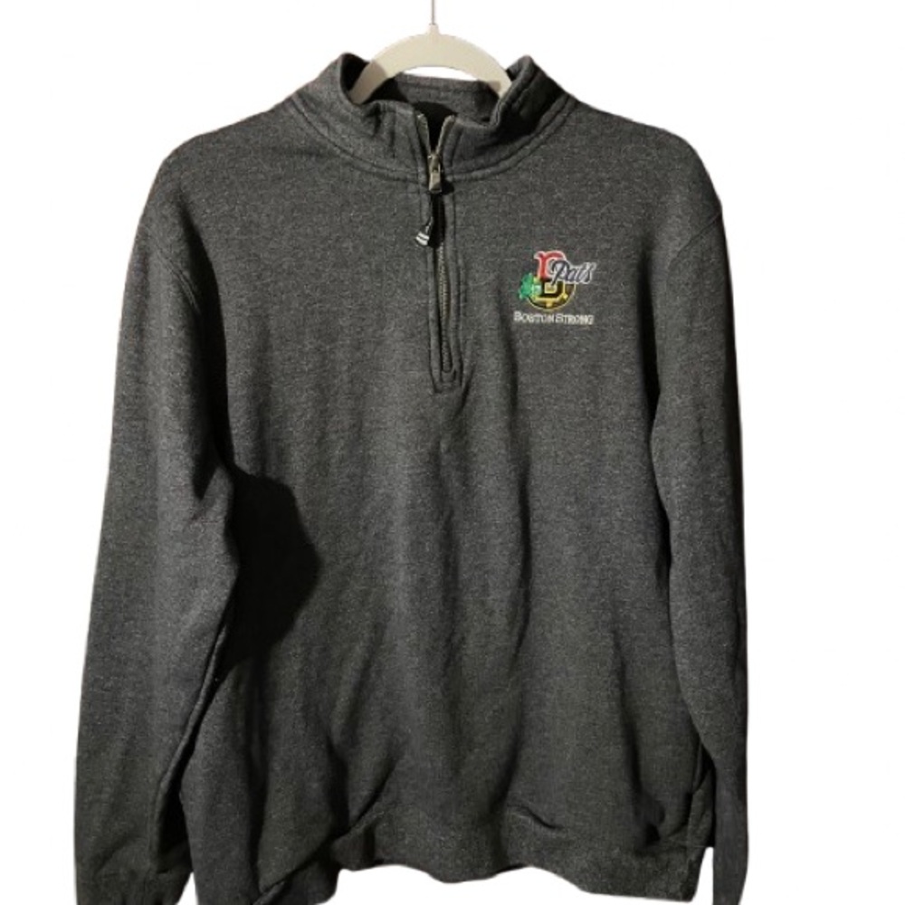 Charles River Apparel Charcoal Quarter Zip-Up Sweater Boston Strong
